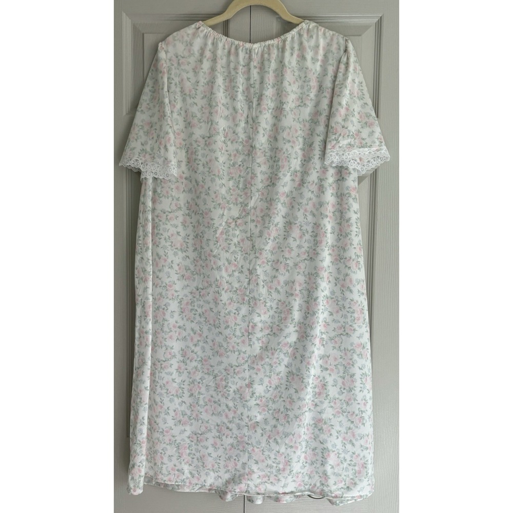 Vintage Miss‎ Elaine Floral Short Sleeve Night Gown Sleep Dress Size Large ILGWU - Picture 5 of 10